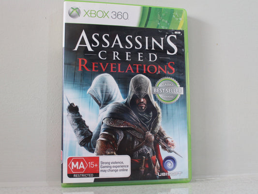 Assassin's Creed Revelations game case for Xbox 360 on a white background