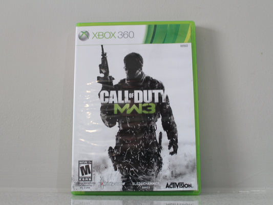 Call of Duty MW3 game case for Xbox 360 on a gray background