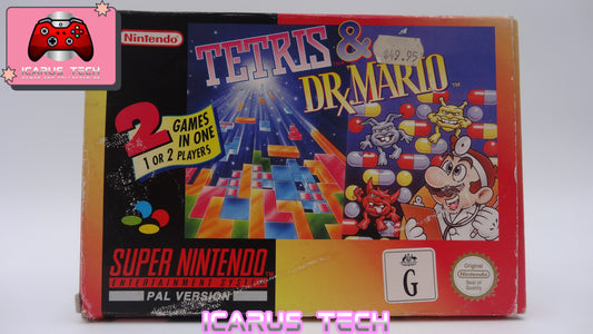Tetris and Dr. Mario | SNES | PAL | CIB