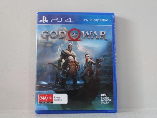 Game case for 'God of War' on PlayStation 4 with characters on a boat