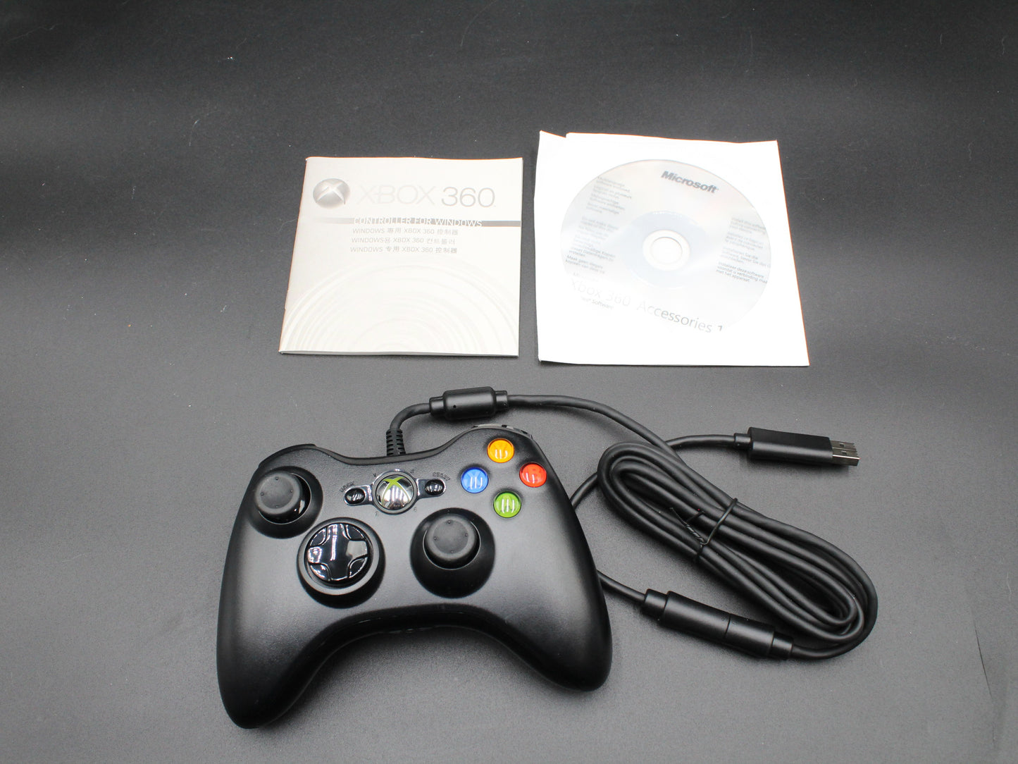 Genuine Black Xbox 360 Wired Controller | Xbox 360 | Controller, Manual and Disc | As New Never Used