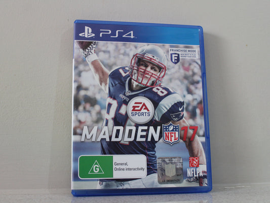 Madden NFL 17 game case for PS4 on a gray background