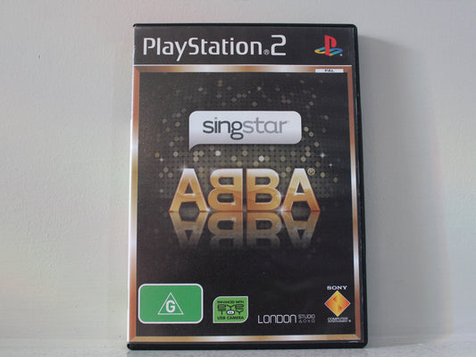 PlayStation 2 Singstar ABBA game case on a white background