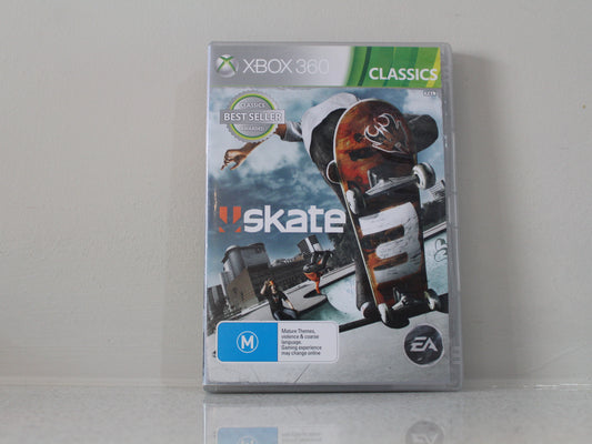 Xbox 360 'Uskate' game case on a gray background
