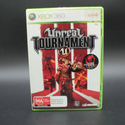 Xbox 360 game case titled ' Unreal Tournament 3' on a gray background