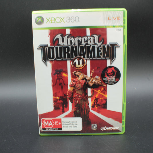 Xbox 360 game case titled ' Unreal Tournament 3' on a gray background